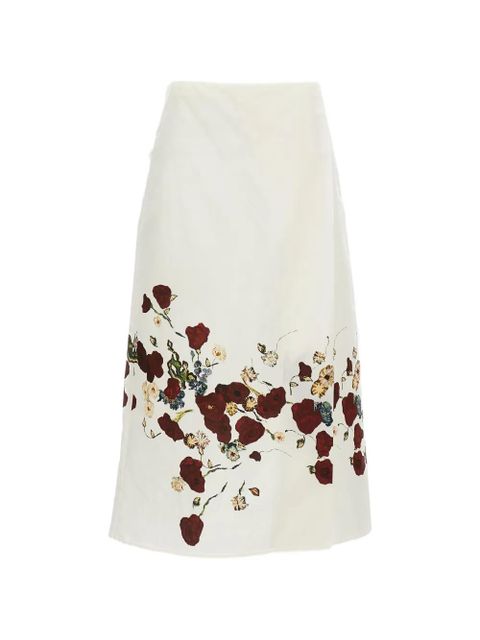 KHAITE floral-print midi skirt - Neutrals - zdjęcie produktu nr 2