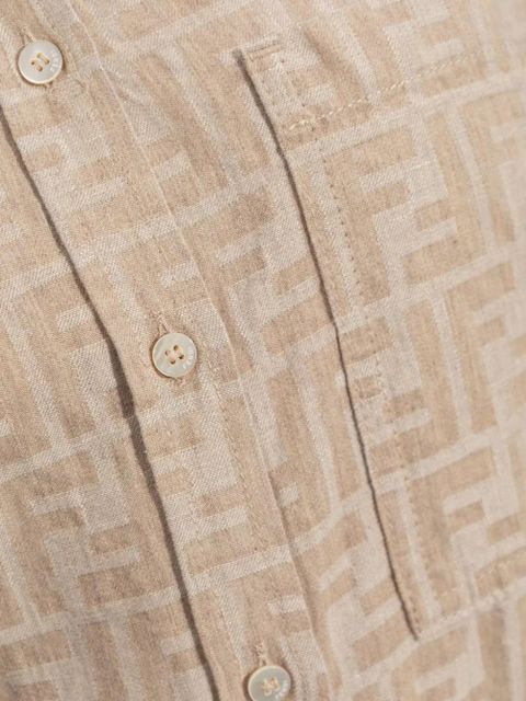 FENDI monogram-logo shirt dress - Neutrals