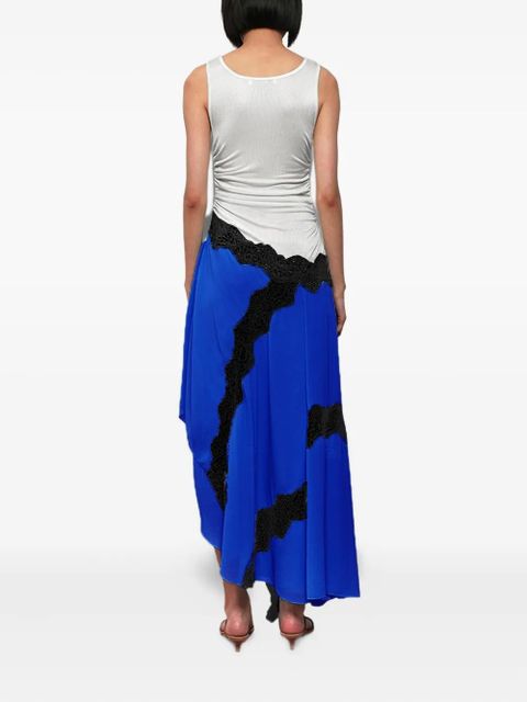 Christopher Esber lace-trimmed gathered asymmetrical dress - Blue