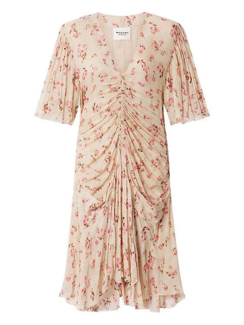 MARANT ÉTOILE Vivienne floral-pattern midi dress - Neutrals - zdjęcie produktu nr 1