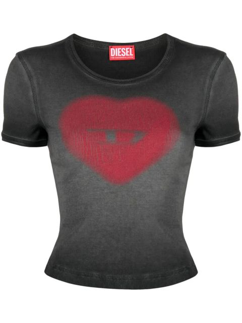Diesel logo heart-print faded T-shirt - Black - zdjęcie produktu nr 1