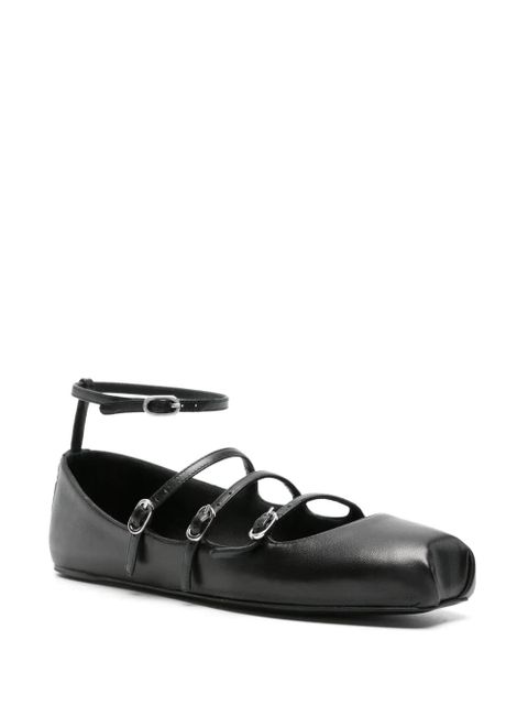 Alexander McQueen buckled-straps leather ballerina shoes - Black