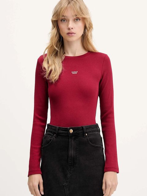 Guess Jeans longsleeve kolor bordowy W5BP01 KA0H1 - zdjęcie produktu nr 1