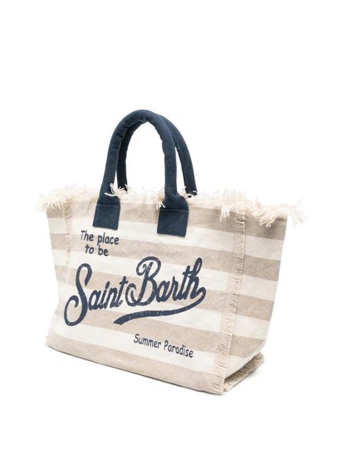 MC2 Saint Barth Vanity striped fringed tote bag - Neutrals