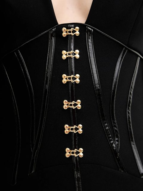 Elisabetta Franchi sukienka kolor czarny mini dopasowana AB79757E2