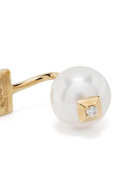 EÉRA 18kt yellow gold Double pearl and diamond earring - zdjęcie produktu nr 2