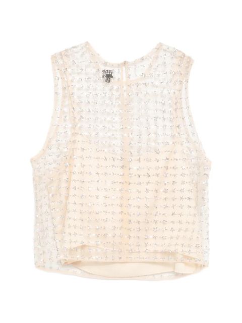 STAUD sequined tulle top - Neutrals - zdjęcie produktu nr 2