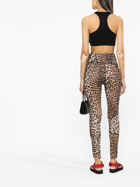 GANNI leopard-print high-waisted leggings - Brown