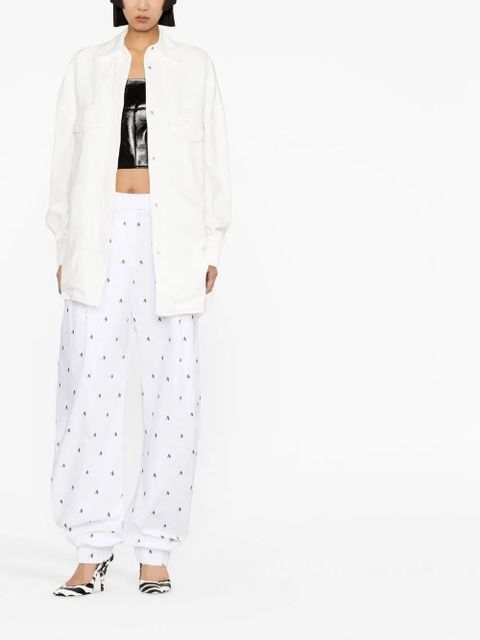 The Attico Rey logo-print wide-leg trousers - White