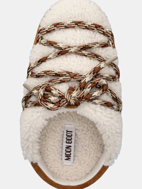 Moon Boot śniegowce zamszowe MB EVX MULE SHEARLING kolor brązowy na platformie 80D1470100 MA03