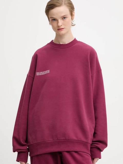 Pangaia bluza bawełniana kolor bordowy z nadrukiem 10000183