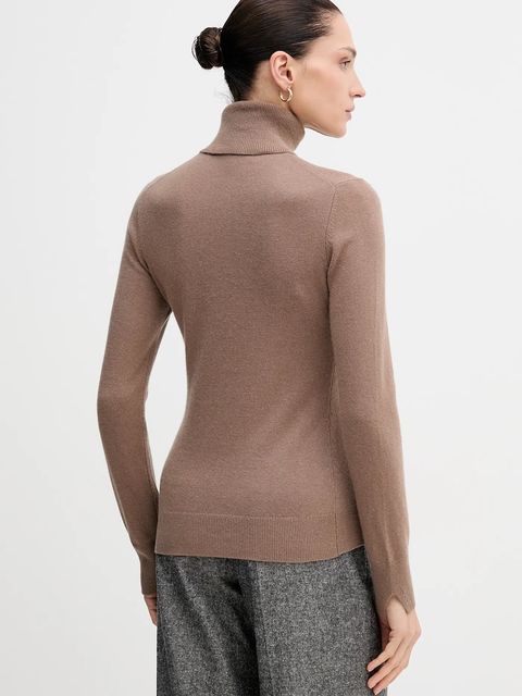 Sisley sweter z domieszką wełny damski kolor brązowy lekki z golfem 102HM2174 - zdjęcie produktu nr 2