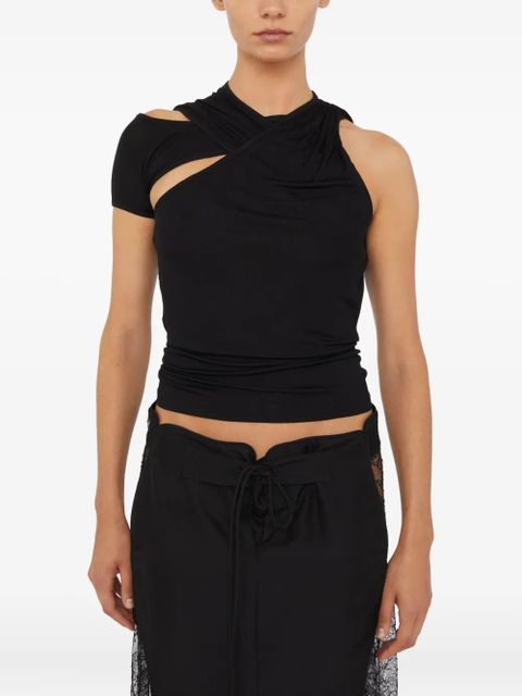 Christopher Esber lace-insert drawstring skirt - Black