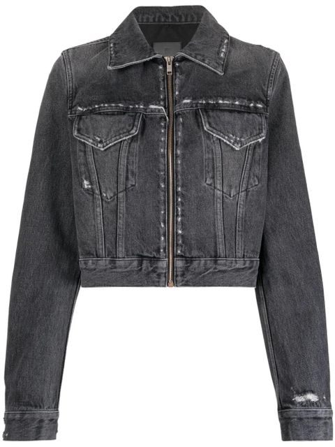 Givenchy distressed-effect zipped denim jacket - Black - zdjęcie produktu nr 1