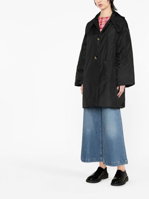 GANNI oversized-collar quilted jacket - Black
