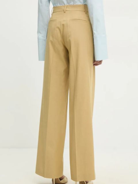 Answear.LAB spodnie garniturowe z szeroką nogawką kolor żółty high waist