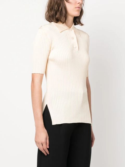 Jil Sander wide-ribbed polo shirt - Neutrals