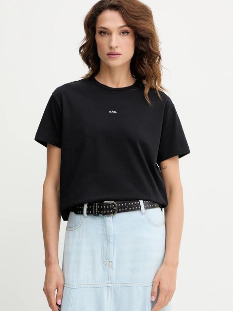 A.P.C. t-shirt bawełniany t-shirt boxy micro logo GOTS damski kolor czarny COHBW.F26387 - zdjęcie produktu nr 1