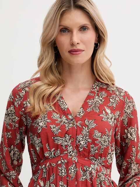 Pepe Jeans sukienka kolor pomarańczowy midi rozkloszowana PL9537695