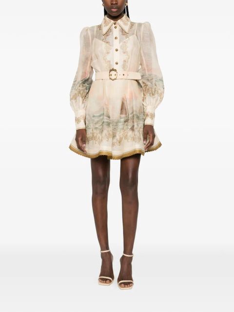 ZIMMERMANN Rebellion Marine long-sleeve dress - Neutrals - zdjęcie produktu nr 2