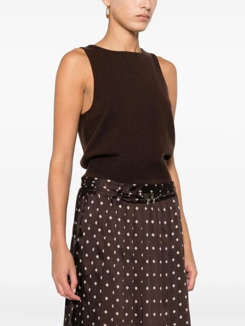 SANDRO round-neck sleeveless top - Brown