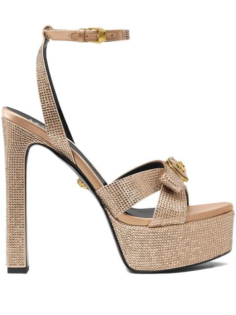 Versace 140mm crystal-embellished platform sandals - Brown - zdjęcie produktu nr 1