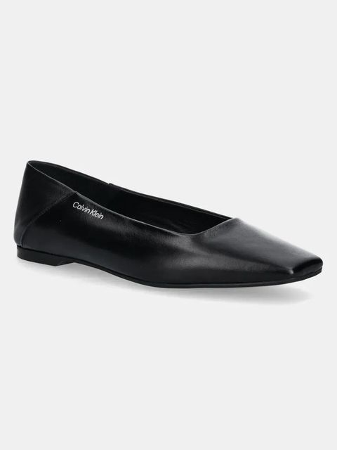Calvin Klein baleriny skórzane FLAT BALLERINA - LTH kolor czarny HW0HW02463 - zdjęcie produktu nr 1