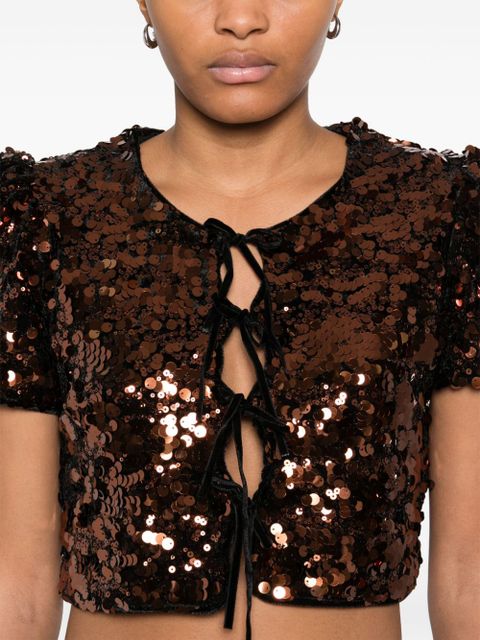 GANNI sequinned blouse - Brown