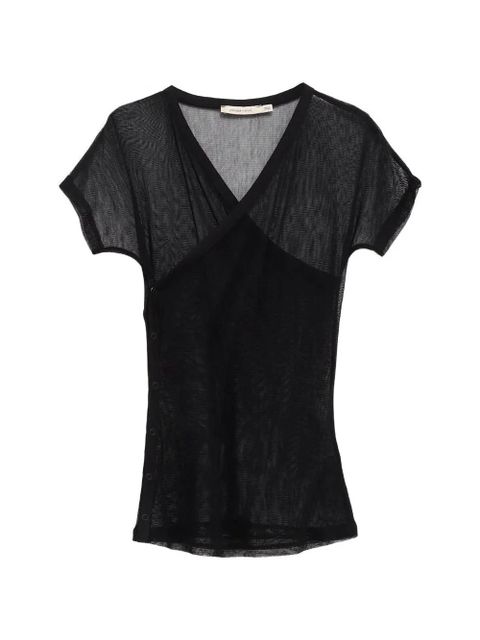 Paloma Wool Olimpia sheer wrap-style t-shirt - Black - zdjęcie produktu nr 1