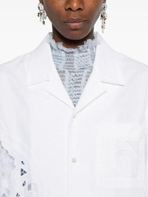 Marine Serre lace-insert short-sleeves shirt - White