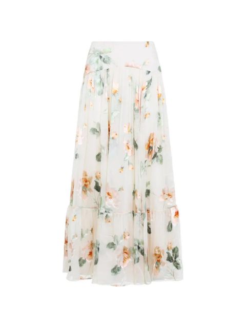 ZIMMERMANN Carousel Burnout floral-print tiered skirt - Neutrals - zdjęcie produktu nr 1