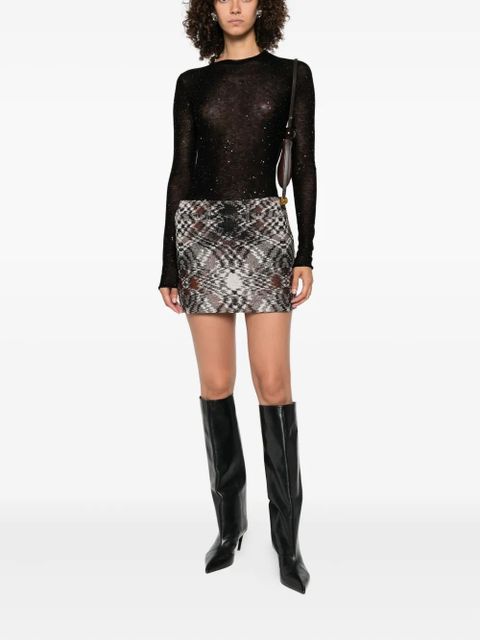 PINKO glitter-embellished long-sleeve top - Black