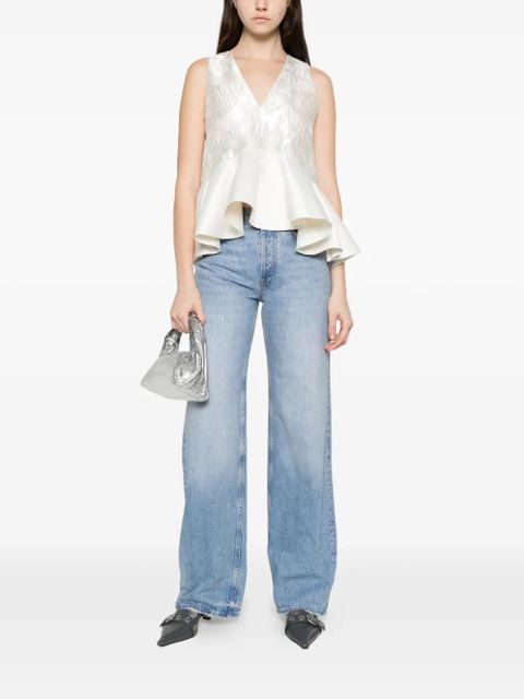 GANNI satin cloque peplum top - White - zdjęcie produktu nr 2