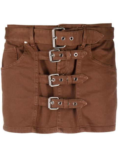 Blumarine buckle-embellished denim miniskirt - Brown - zdjęcie produktu nr 1
