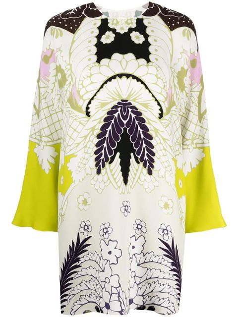 Valentino Garavani abstract-print long-sleeve dress - Green - zdjęcie produktu nr 1