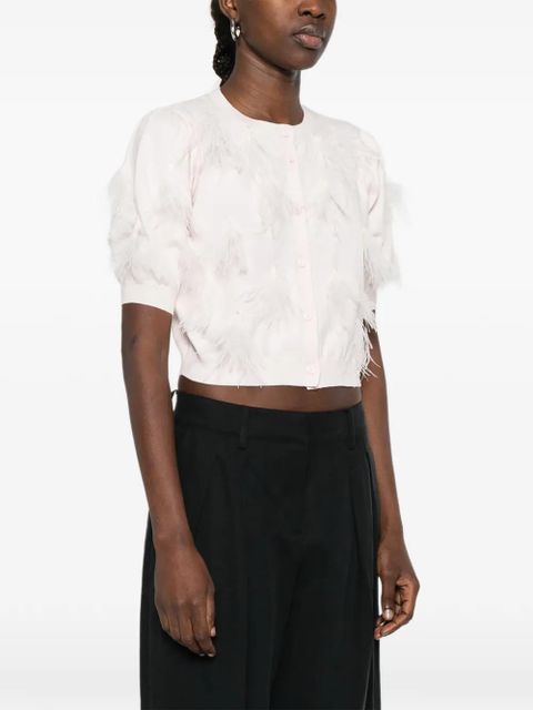 TWINSET feather trim cardigan - Pink