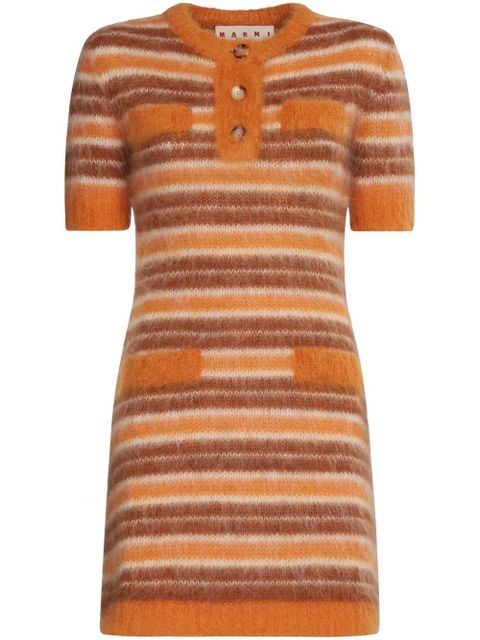 Marni striped mohair-blend minidress - Orange - zdjęcie produktu nr 1