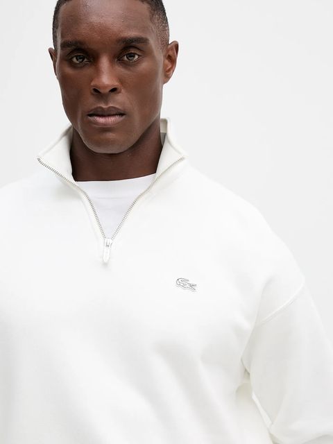 Lacoste bluza bawełniana kolor beżowy gładka SH7759