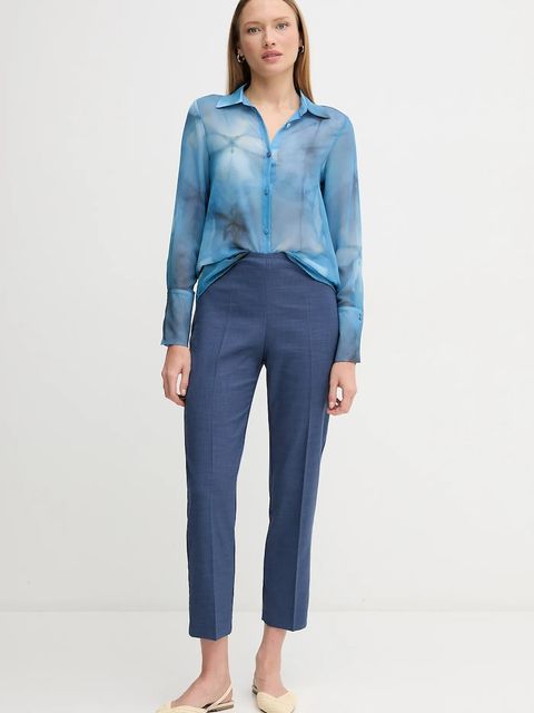 Sandro Ferrone koszula damska kolor niebieski regular z kołnierzykiem klasycznym S32XBEMACEY - zdjęcie produktu nr 2