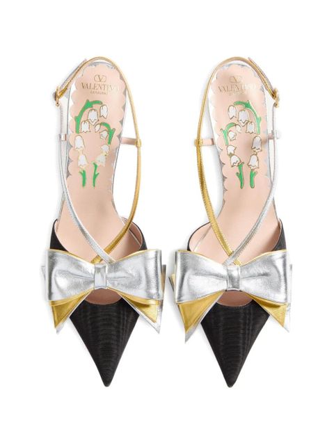 Valentino Garavani Bowow slingback pumps in Moirè fabric 85mm - Black