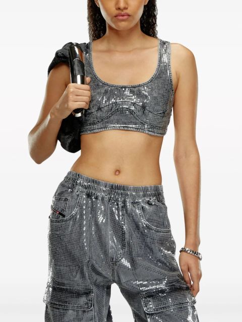 Diesel De-Toppy-S denim crop top - Grey