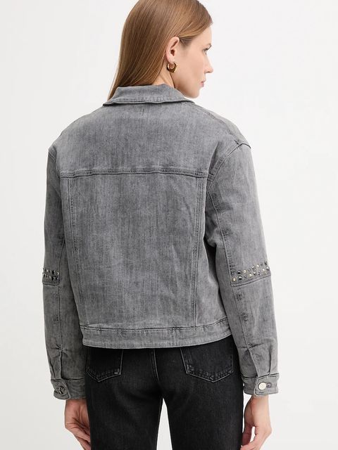 Gaudi kurtka jeansowa kolor szary przejściowa oversize 521BD36003
