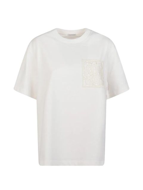 Moncler lace-detail patch-pocket T-shirt - Neutrals - zdjęcie produktu nr 1