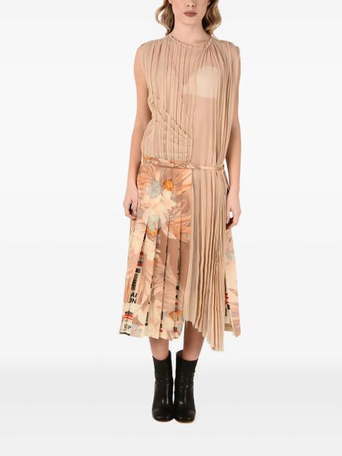 Maison Margiela pleated floral-print midi dress - Neutrals - zdjęcie produktu nr 1