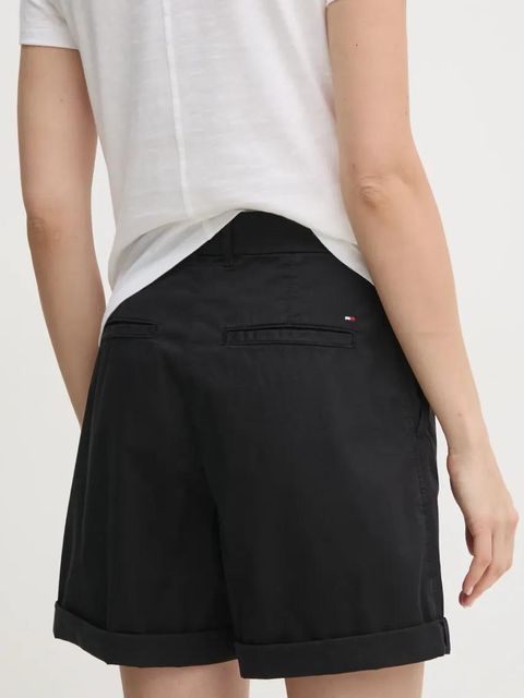 Tommy Hilfiger szorty damskie kolor czarny gładkie high waist WW0WW42457
