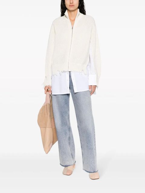MM6 Maison Margiela distressed-finish shirt-underlayer jumper - White - zdjęcie produktu nr 2