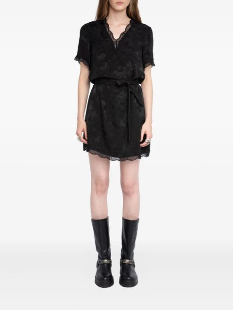 Zadig&Voltaire lace-trimmed floral-print mini dress - Black
