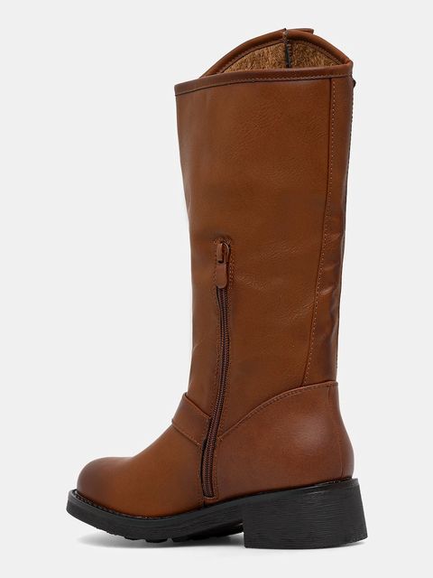 Answear.LAB kozaki damskie kolor brązowy na płaskim obcasie lekko ocieplone