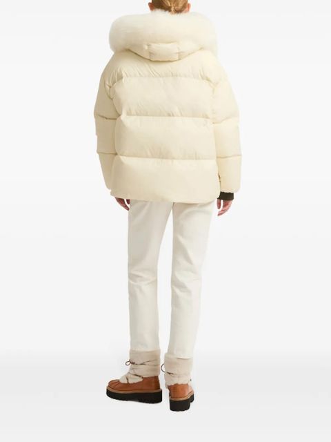 Yves Salomon lambswool-trimmed hooded jacket - Neutrals