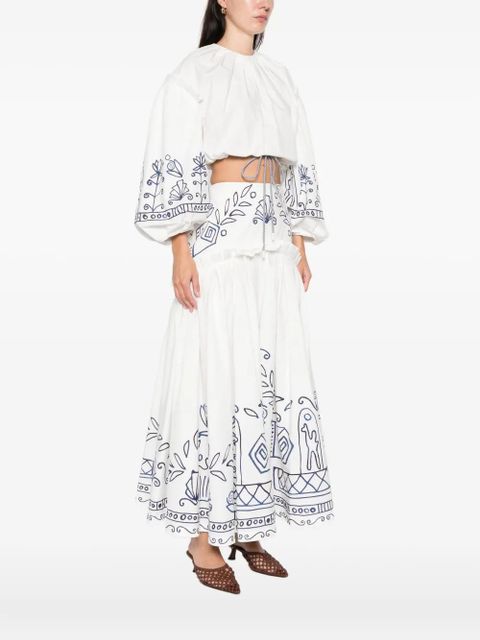 ALEMAIS Leela ruffled floral top - Neutrals